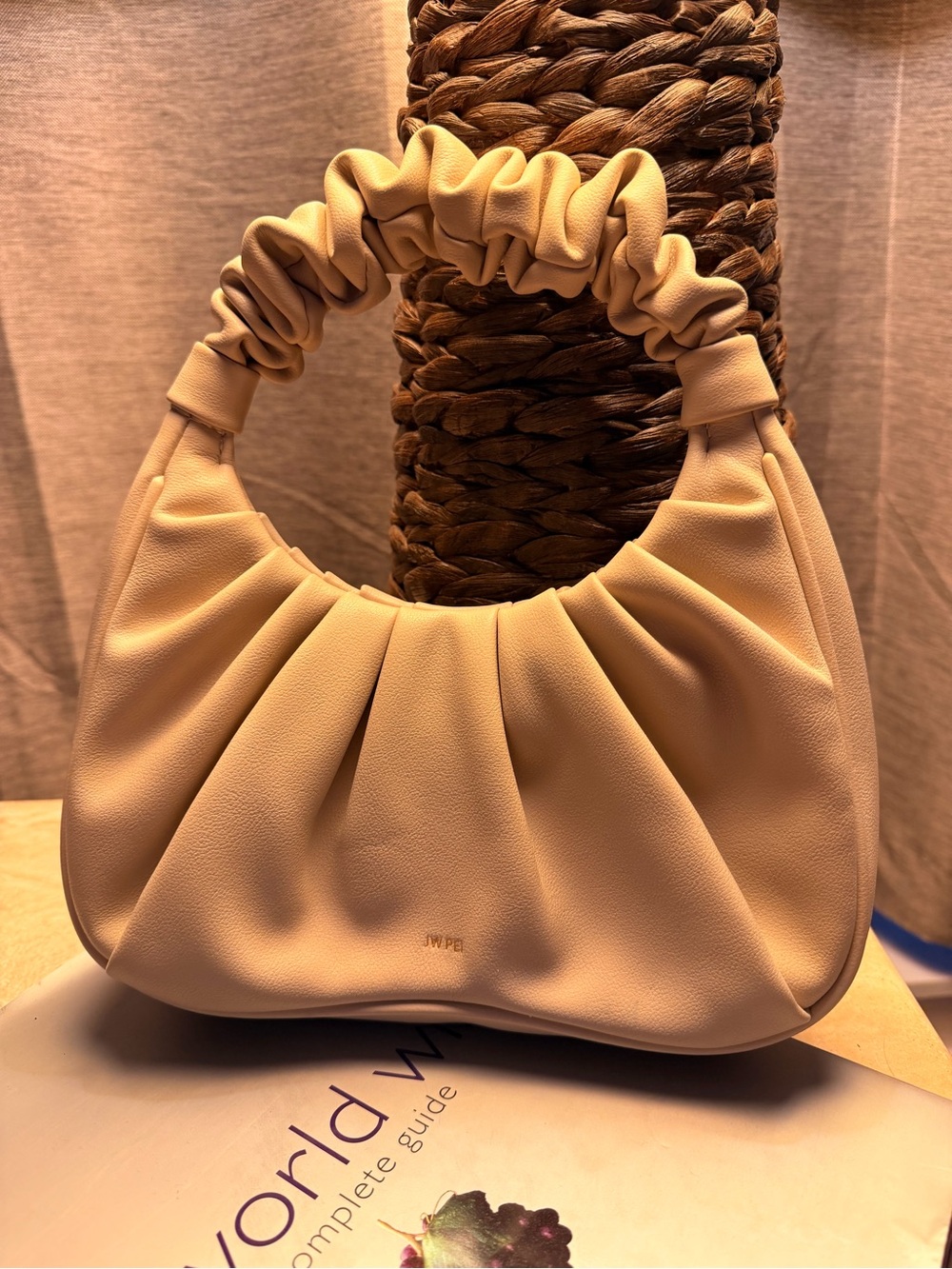 JW PEI Neutral Beige Scrunchie Handle Shoulder Hobo